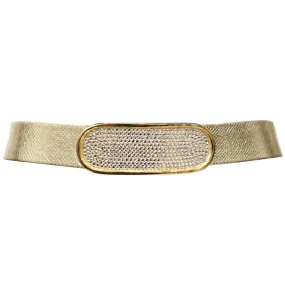 Gold Belt With Rhinestone Oval Clasp