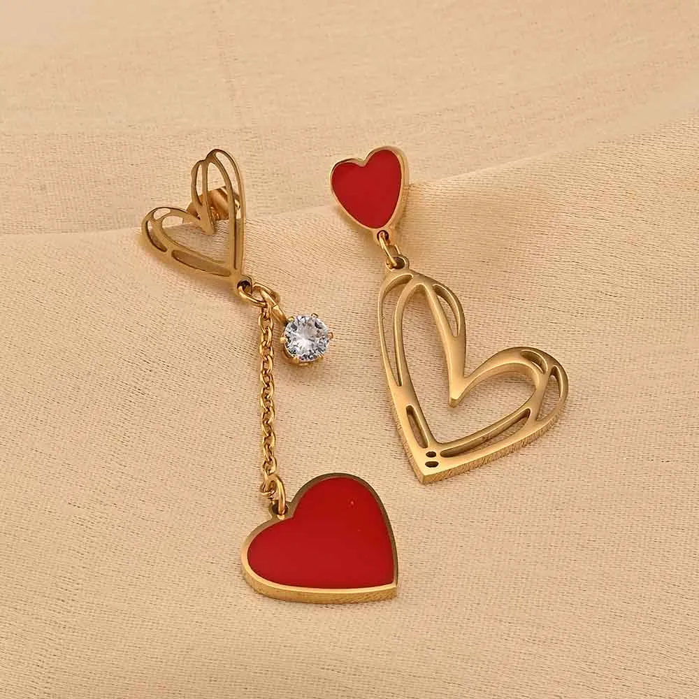 Golden Heart Mismatch Earrings