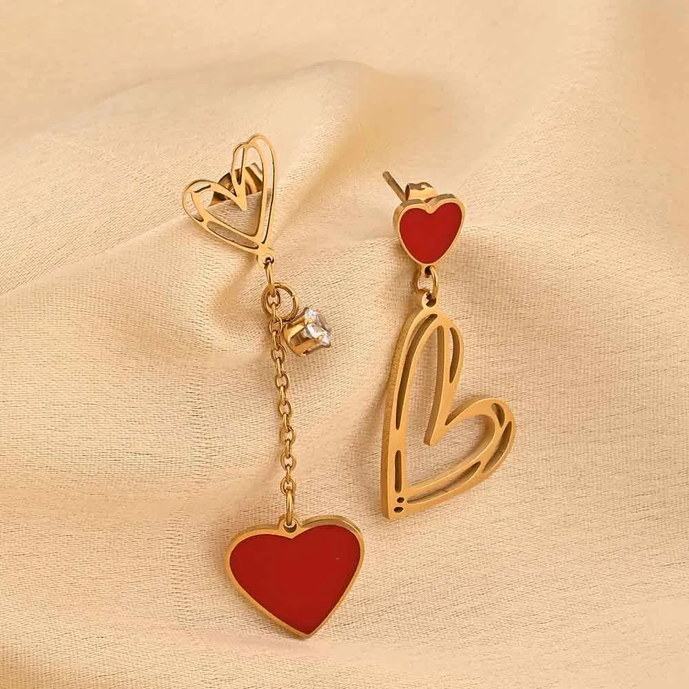 Golden Heart Mismatch Earrings