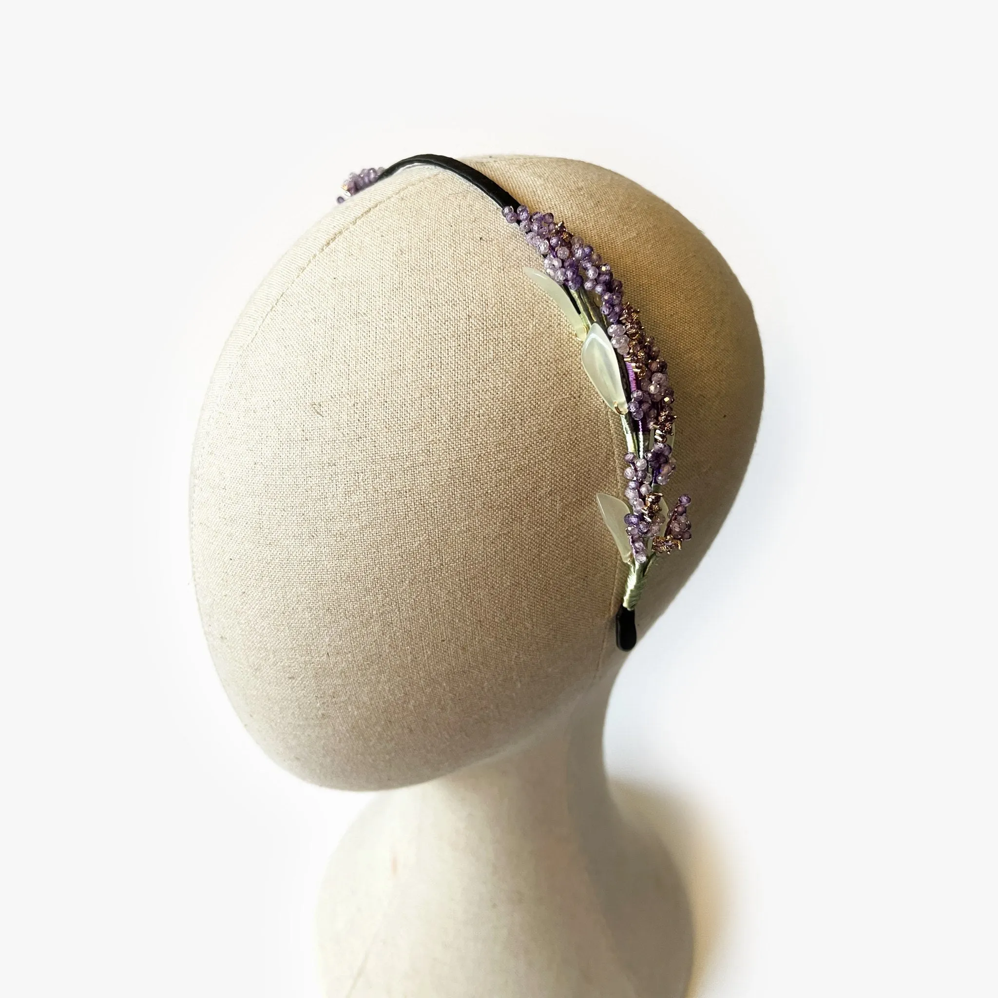 Lavender and Jade Dainty Crystal Headband