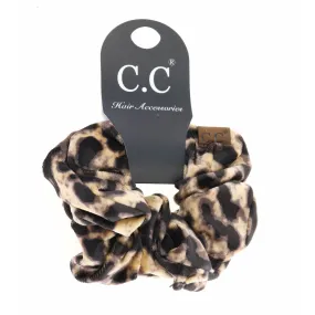 LEOPARD PRINT VELVET PONYTAIL C.C SCRUNCHIE