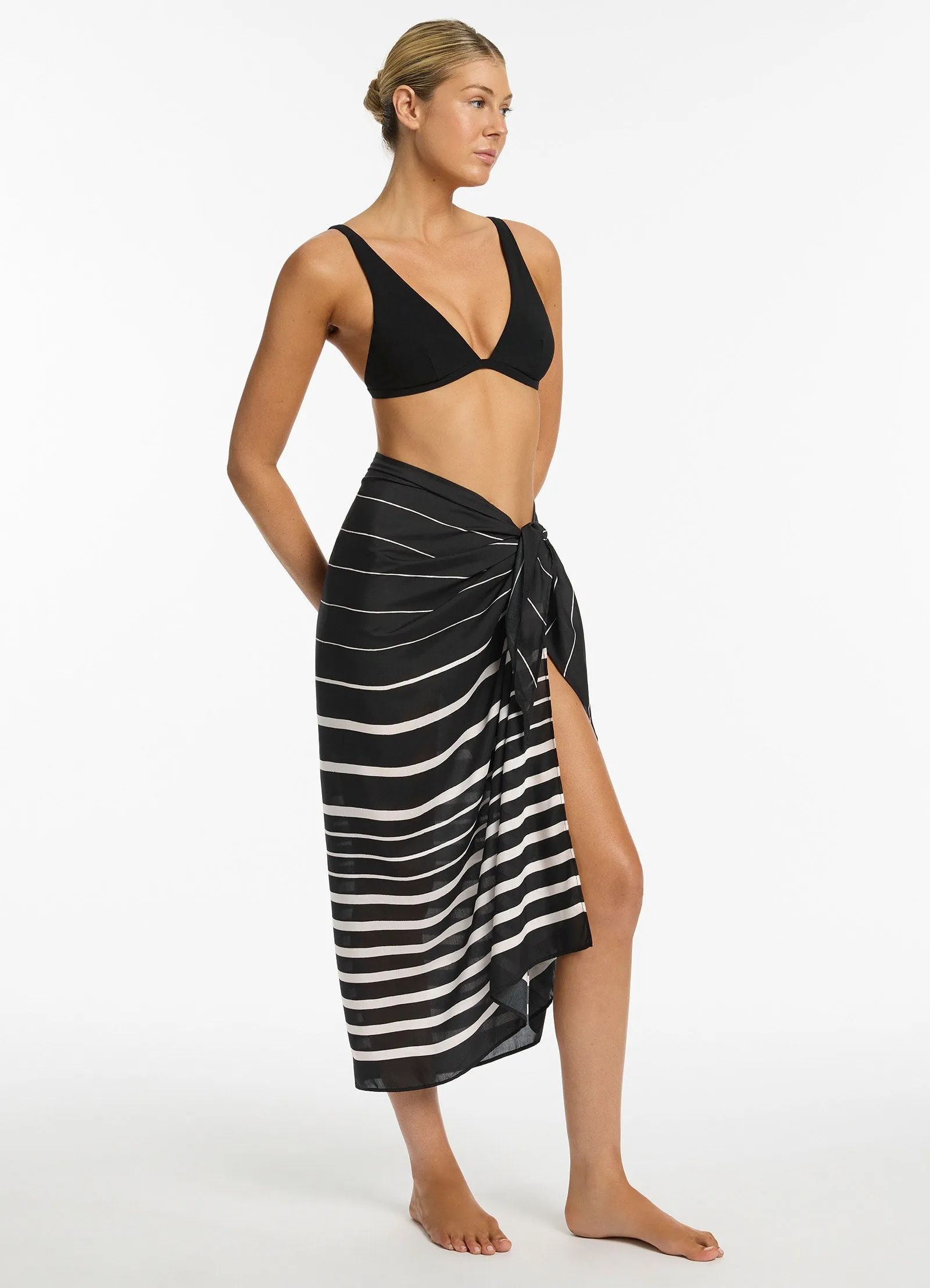 Lunar Stripe Sarong - Black/Chalk