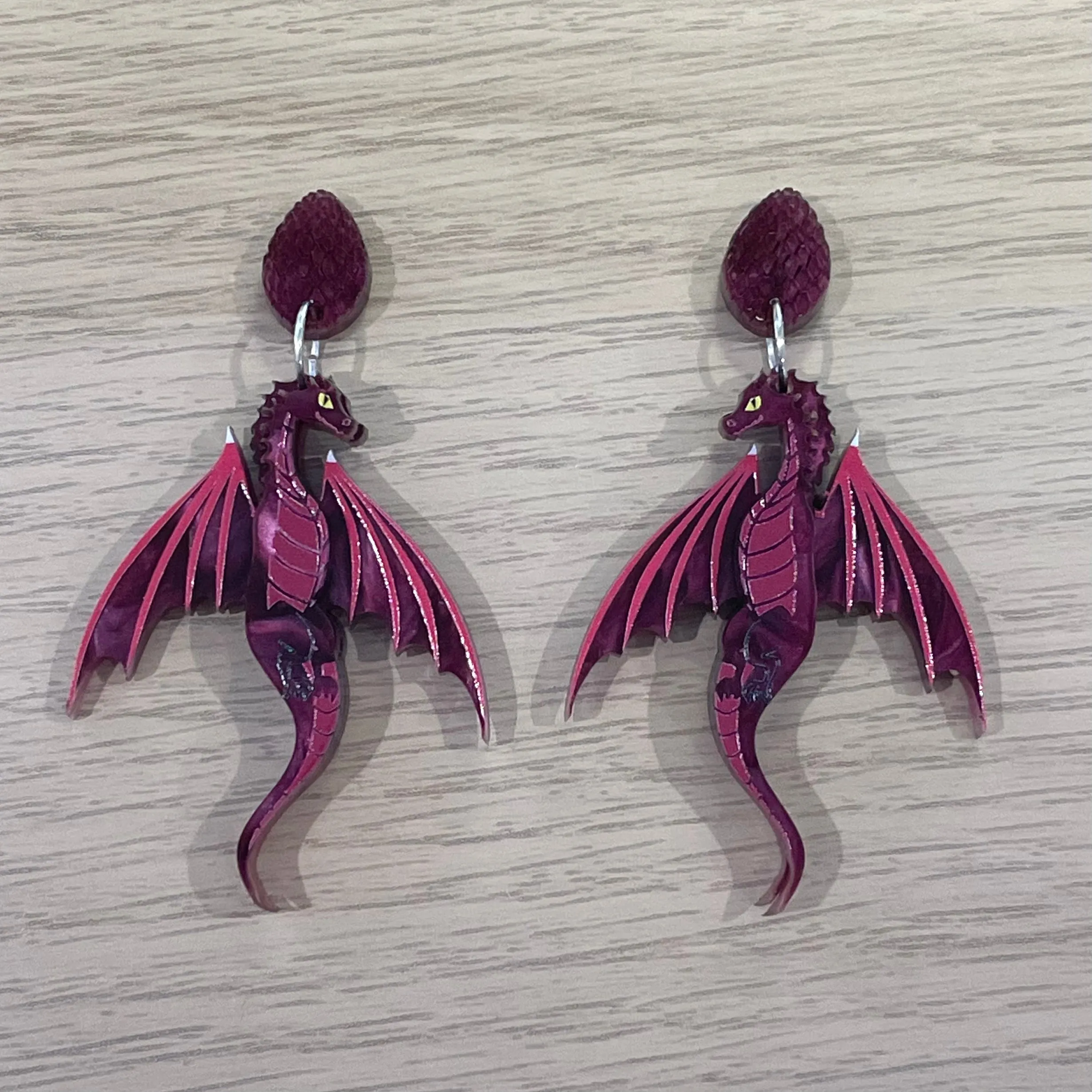 Maroon Dragon - earrings - Set of 2