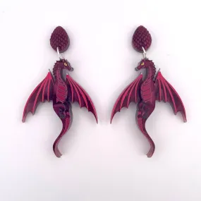 Maroon Dragon - earrings - Set of 2