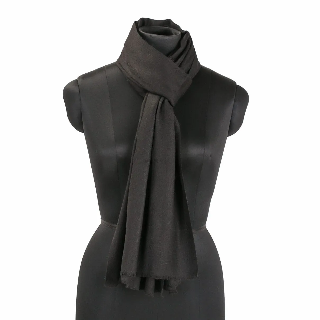 Metal Black Solid Woolen Stole