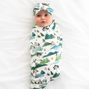 Mountain Mist Swaddle & Luxe Bow Headband Set