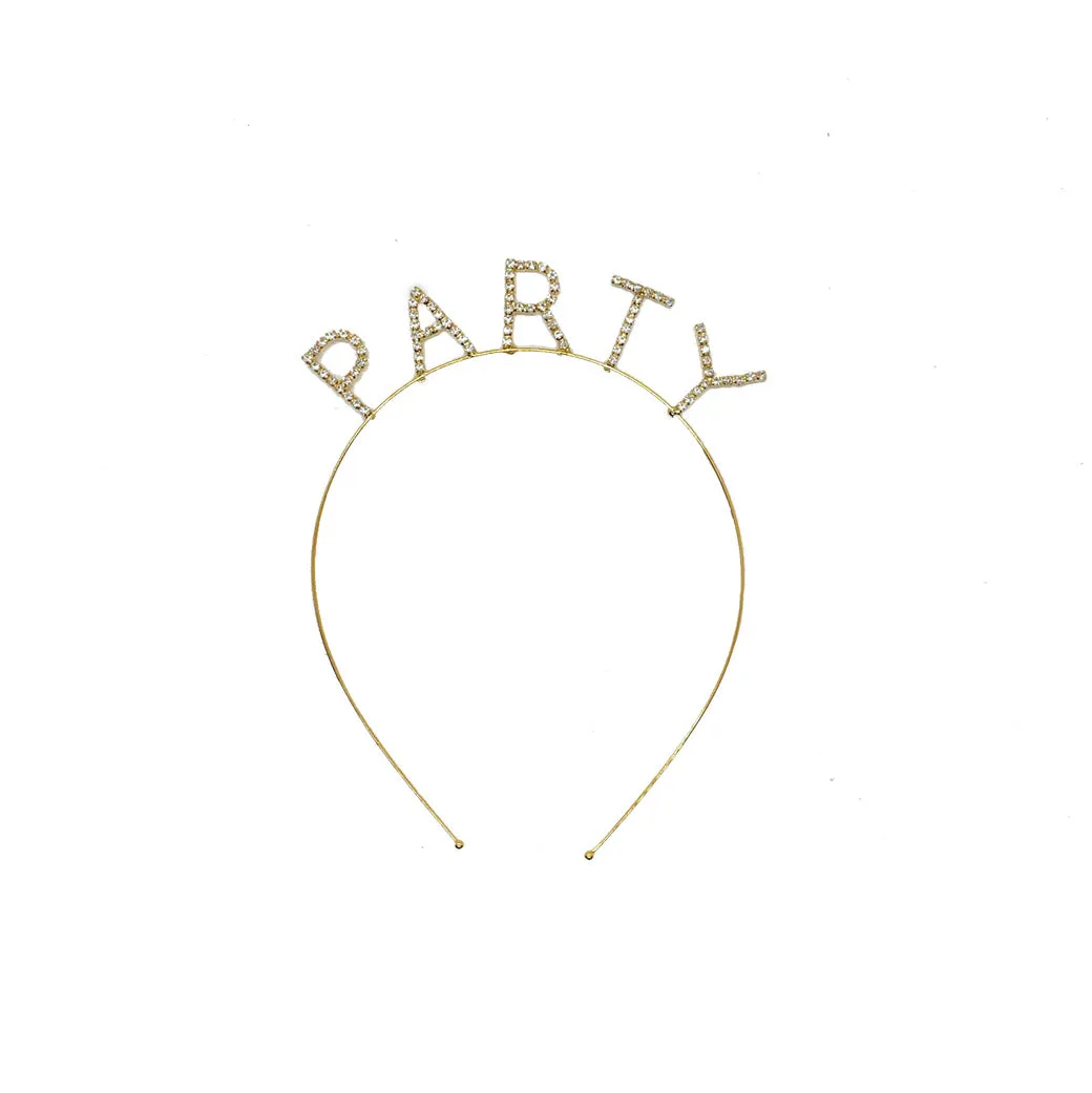 PARTY Headband - Gold & Rhinestone