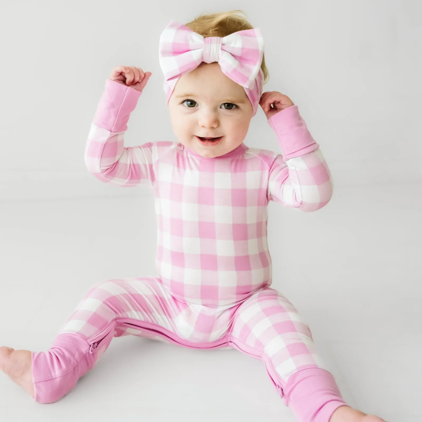 Pink Gingham Luxe Bow Headband