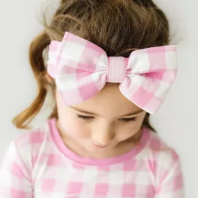 Pink Gingham Luxe Bow Headband