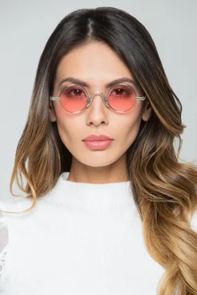 Pink Lens Inverted Bridge Round Sunglasses