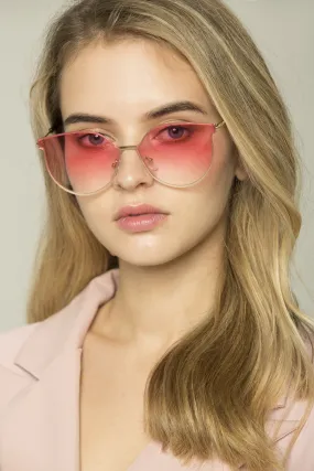 Pink Slim Rim Cat Eye Sunglasses