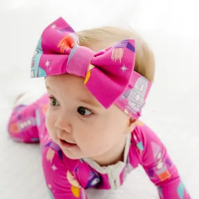 Pink Space Explorer Luxe Bow Headband