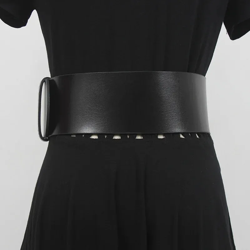 Pre Order:  Curved Buckle Wide Leather Belt