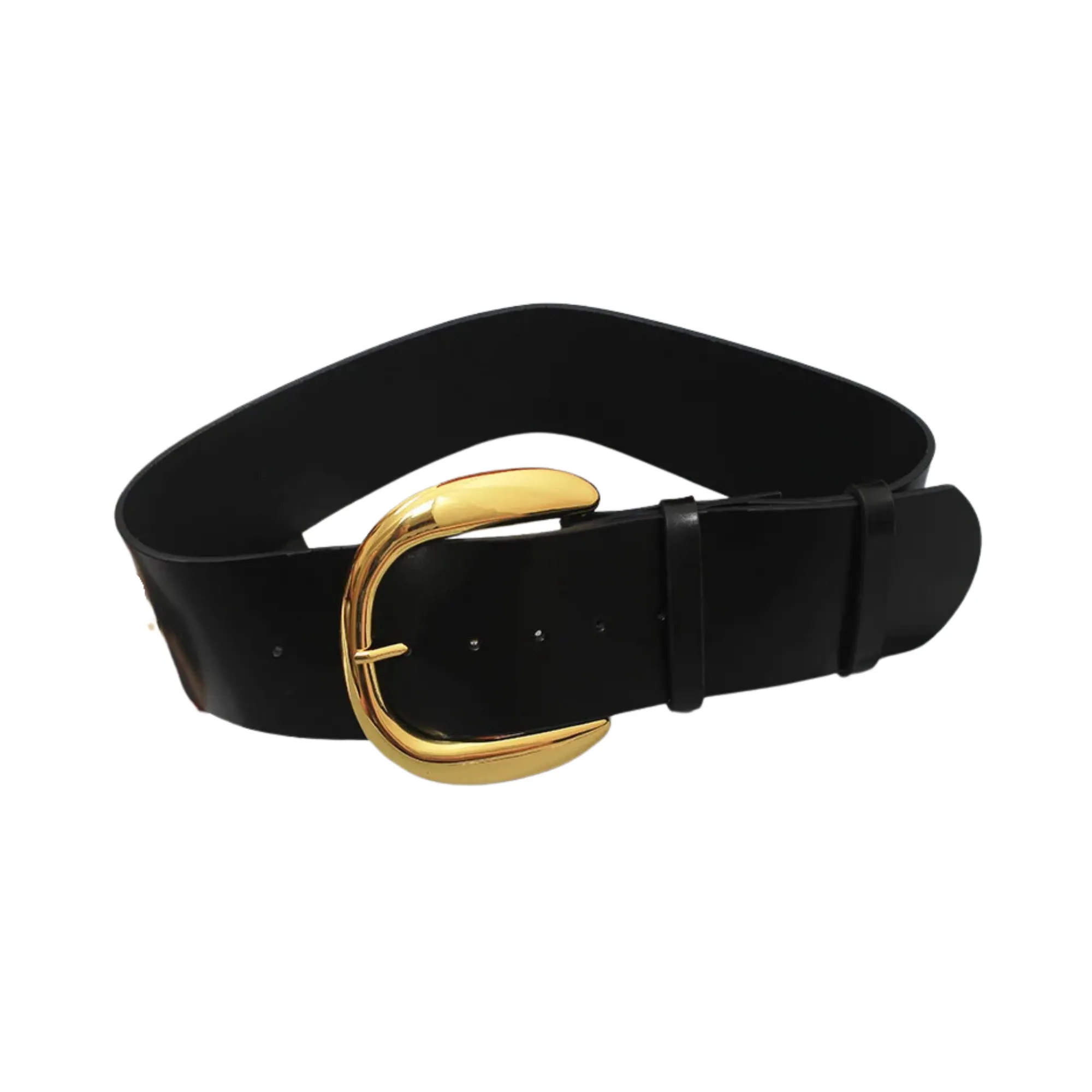 Pre Order:  Curved Buckle Wide Leather Belt