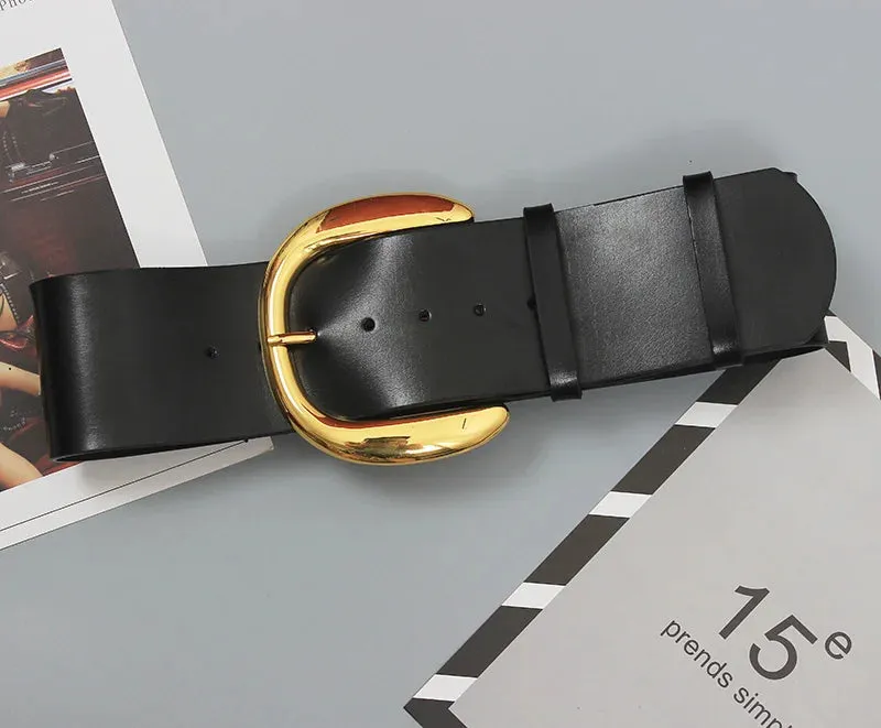 Pre Order:  Curved Buckle Wide Leather Belt