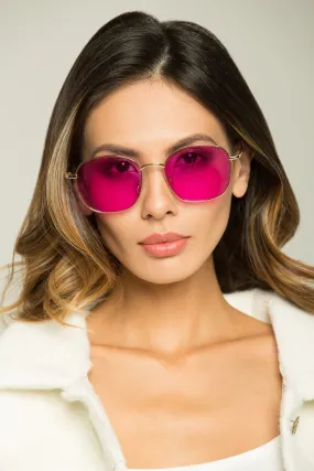 Purple Lens Angled Square Sunglasses