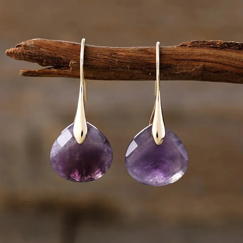 Ritzy Amethyst Silver Drop Earrings