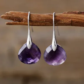 Ritzy Amethyst Silver Drop Earrings