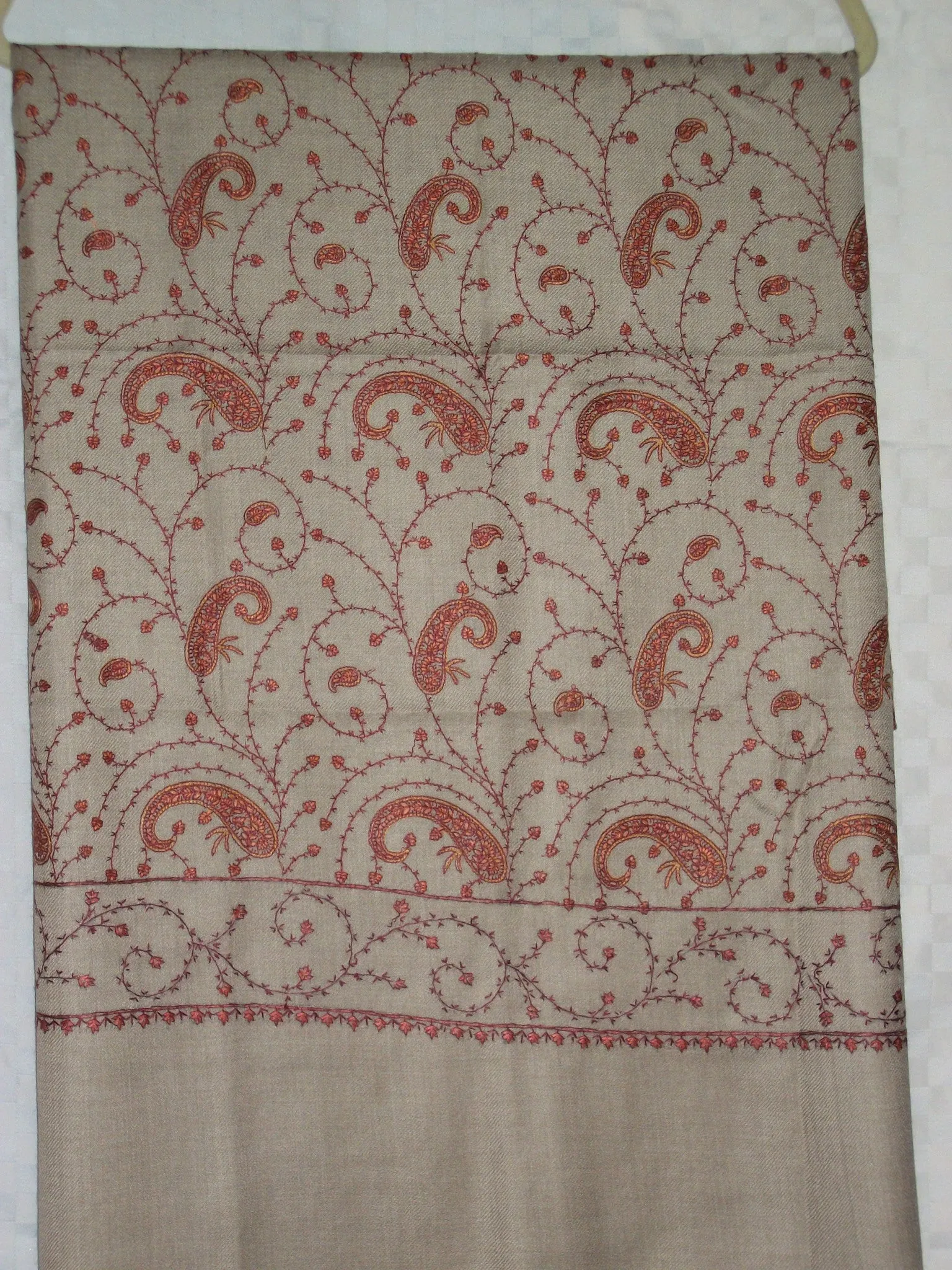 Shawl 1421 Beige Winter Shawl Wrap Original Kashmiri detail