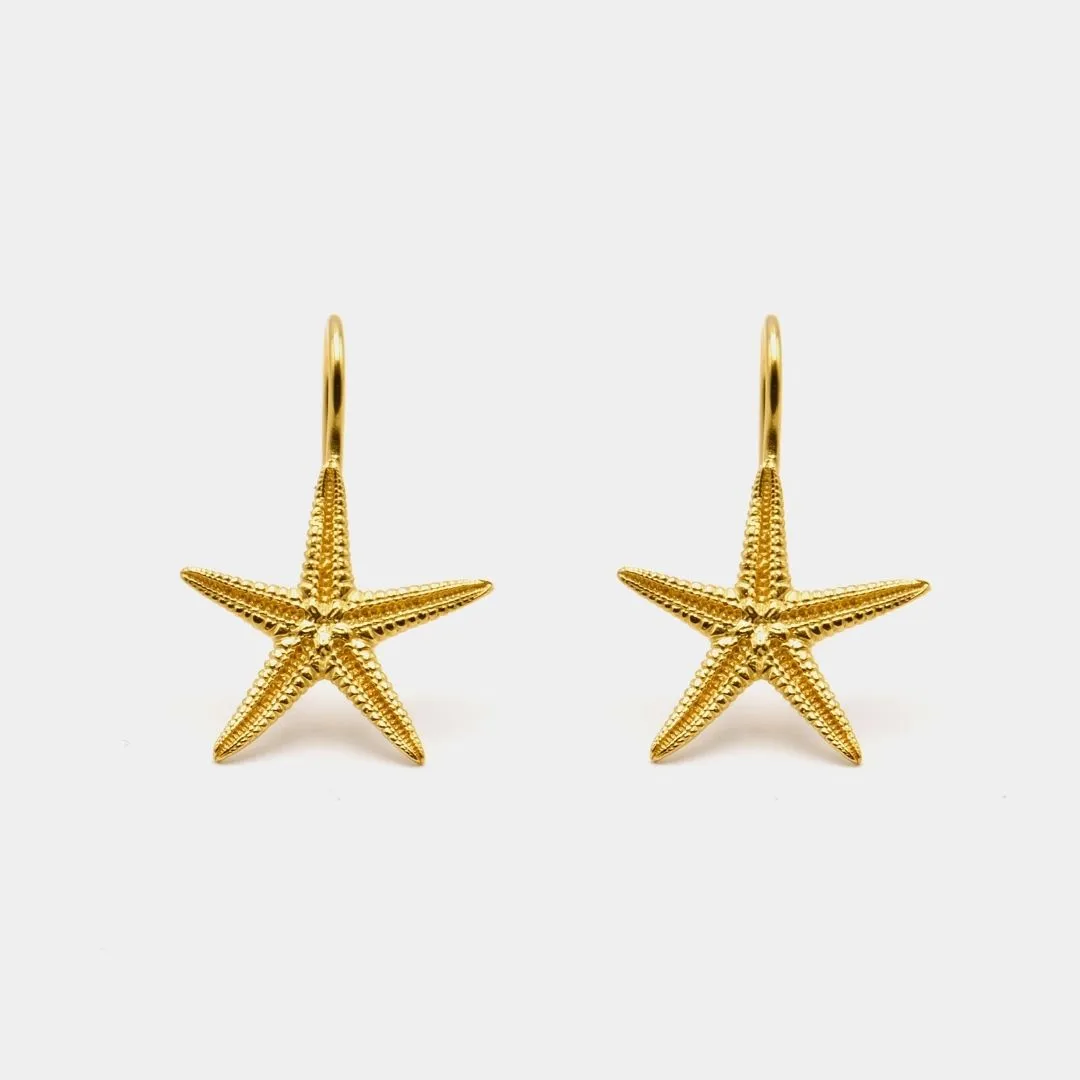 Starfish - dangly earrings - silver 925 - gold plated