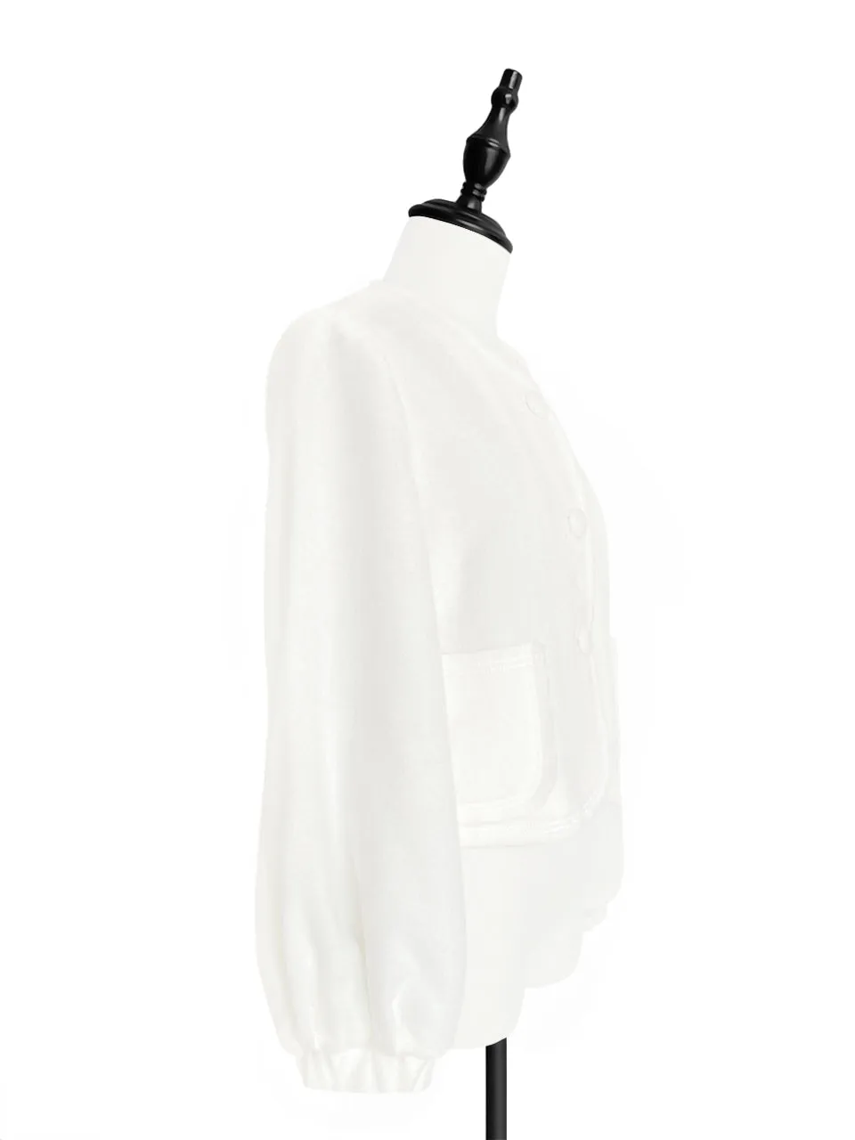 Surprise Sale! Ivory White Balloon Sleeve Button Front Wool Blend Jacket!