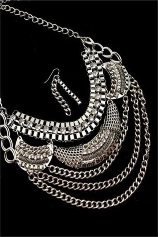 TRIBAL BIB DRAPERY METAL NECKLACE SET