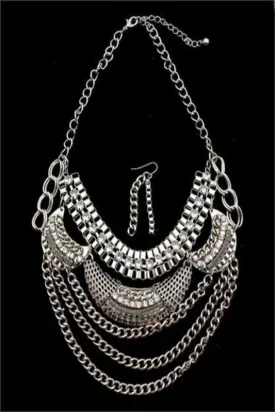 TRIBAL BIB DRAPERY METAL NECKLACE SET