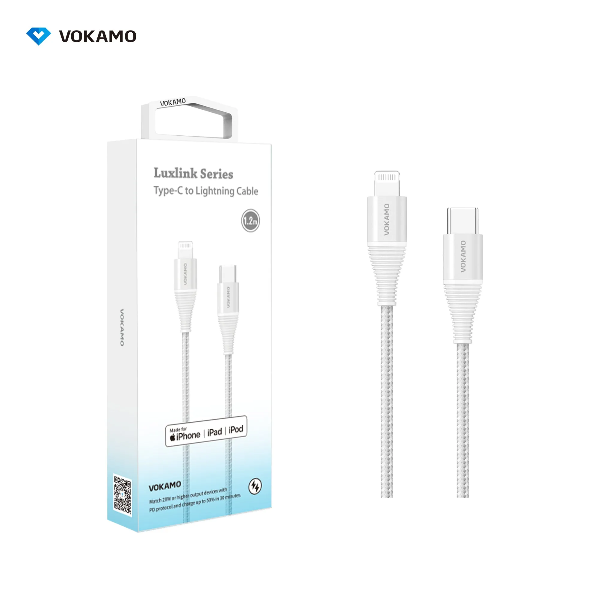 VOKAMO Nylon Braided MFi Certified USB-C to Lightning Cable(1.2m/4ft)