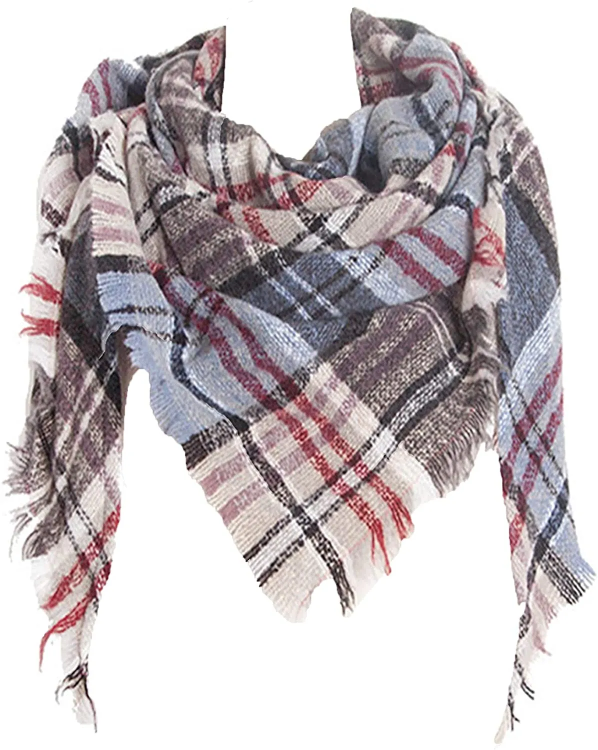 Women's Triangle Plaid Scarf Shawl