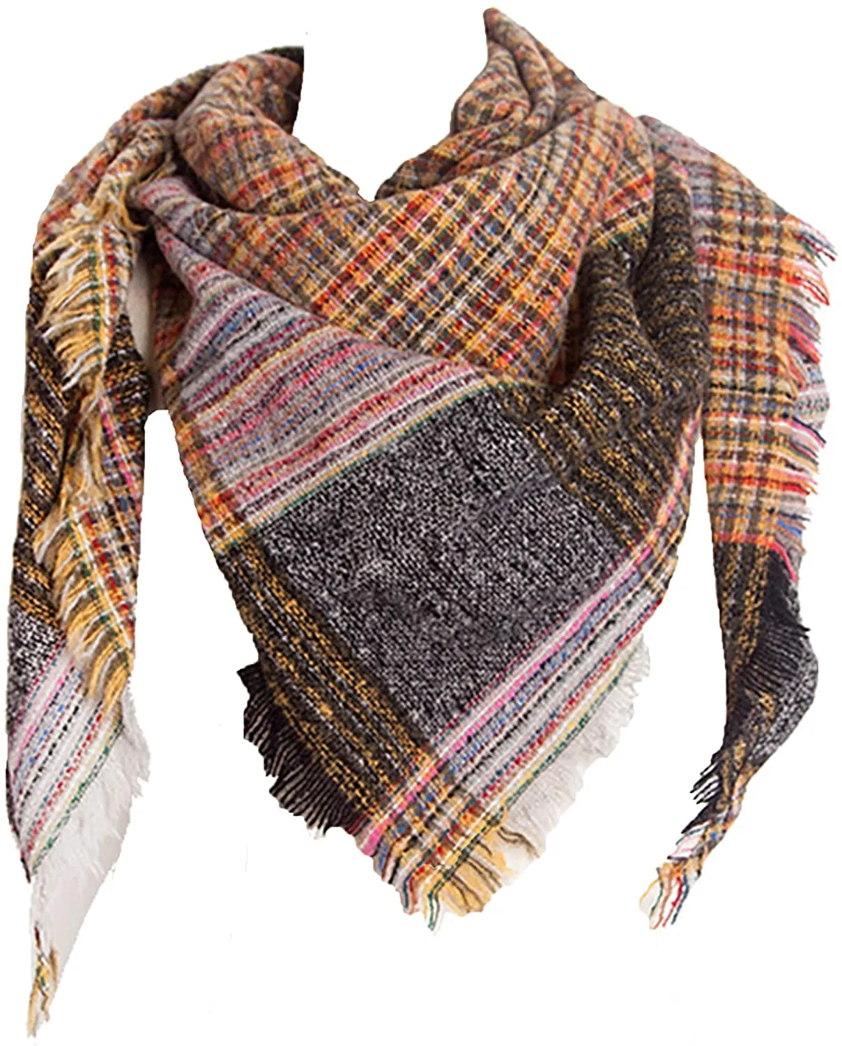 Women's Triangle Plaid Scarf Shawl