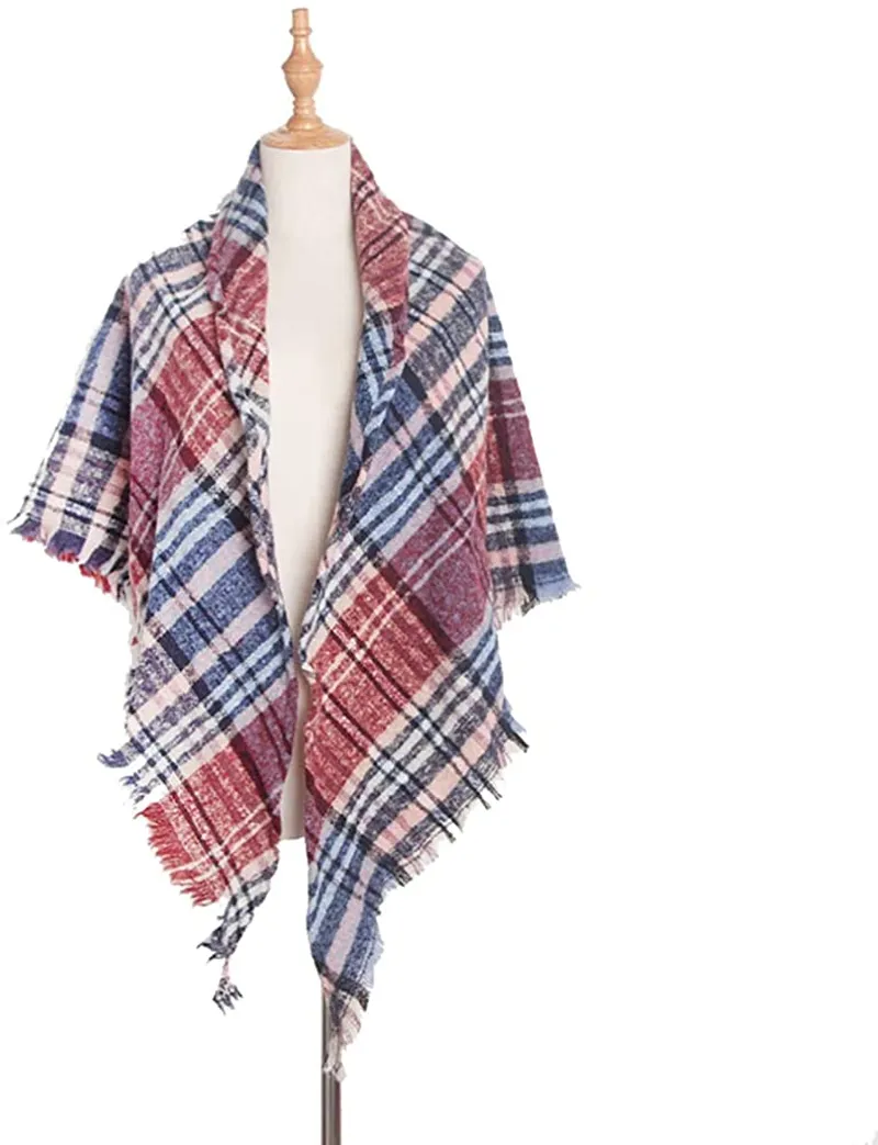 Women's Triangle Plaid Scarf Shawl