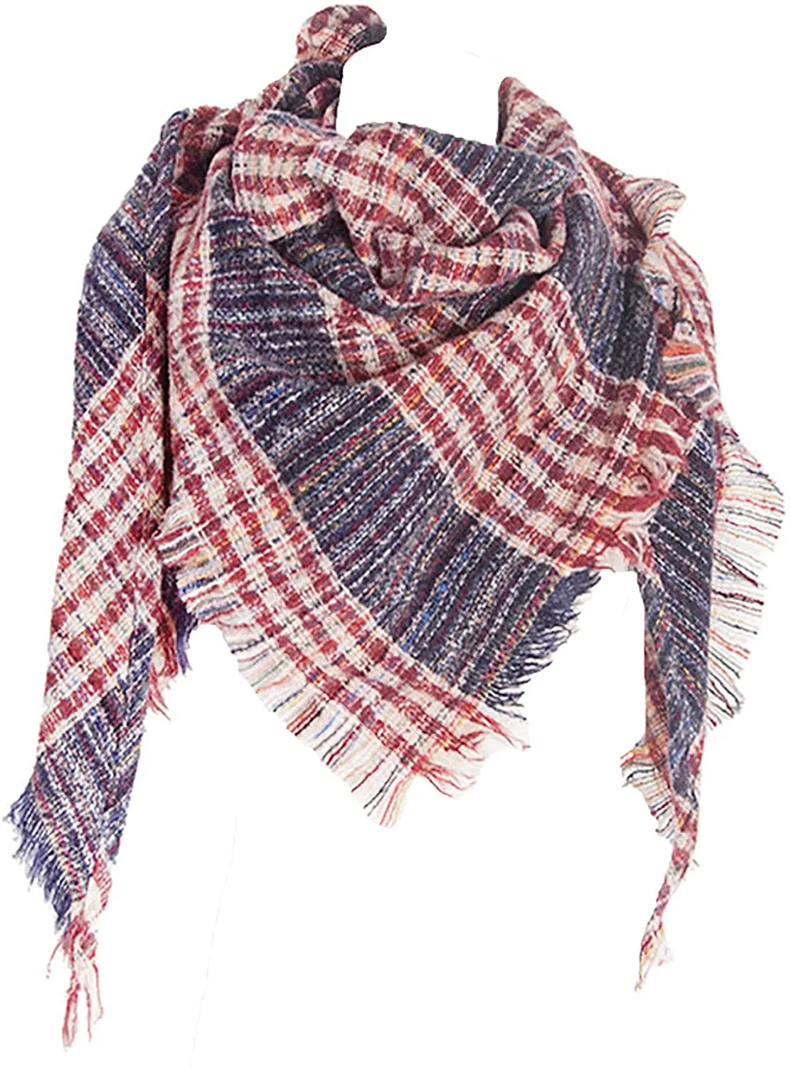 Women's Triangle Plaid Scarf Shawl