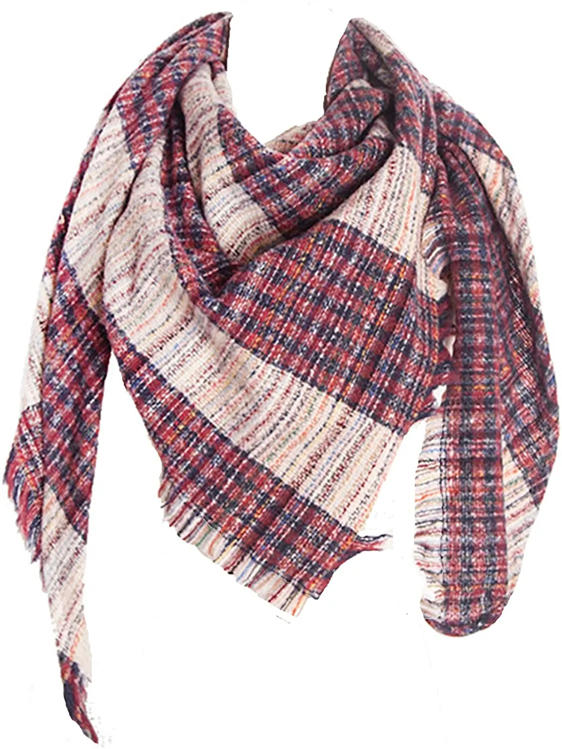 Women's Triangle Plaid Scarf Shawl